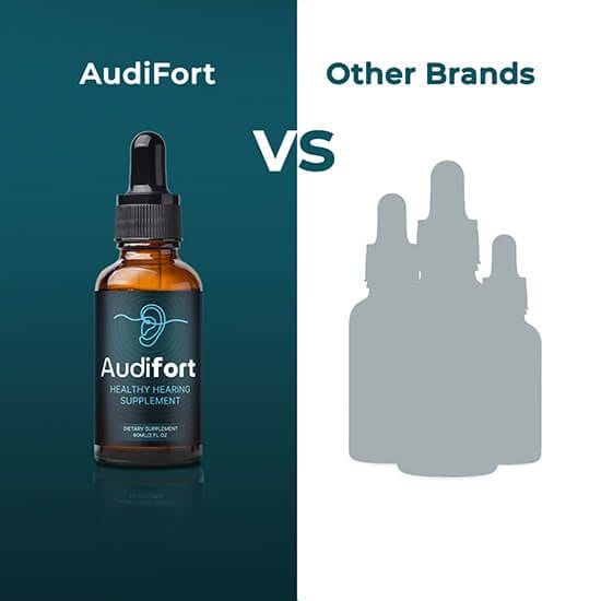 Audifort bottle shown with the ingredients printed on its label